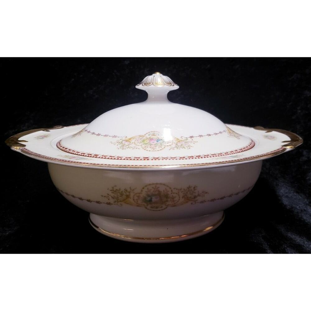 Meito Japanese Fine China Hand Painted Vegetable Service Bowl w/Lid Stunning! J8